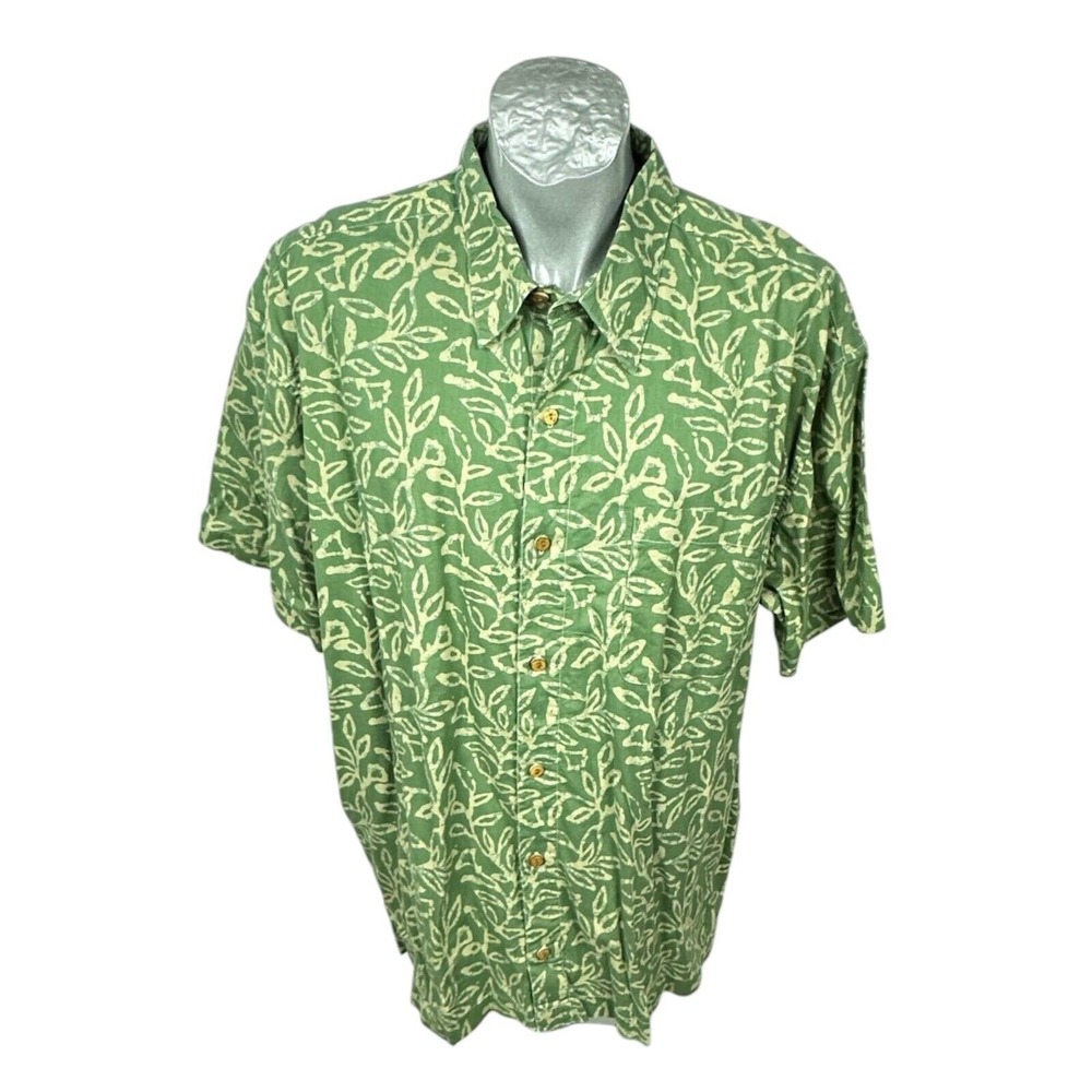 Orvis Blue Green White Men Shirt SS XXL 2XL Cotton Tropical Hawaiian